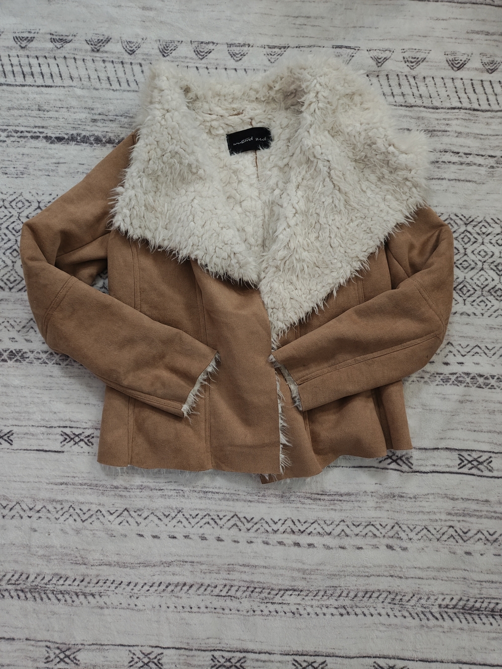Mustard Seed Camel Teddy Jacket with Cream Sherpa Collar